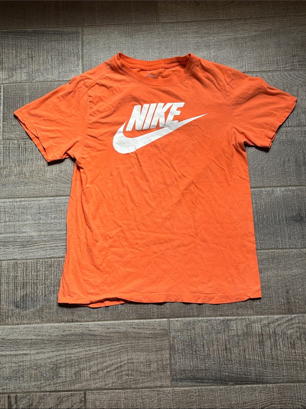 Nike Men's Orange T-Shirt with White Swoosh